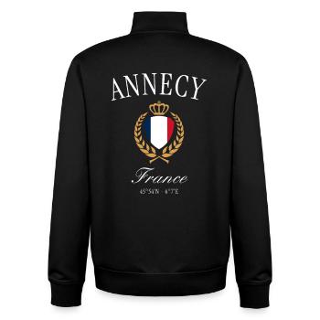Armoiries de La Rochelle, France, souvenir de voyage de la couronne - Sweat zippé unisexe en coton bio Stanley/Stella - noir - Dos - AI Model Male 185 light (185cm)