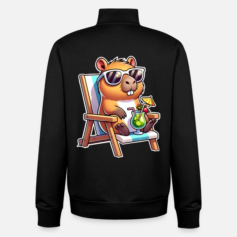 Capybara Chill - Unisex Organic Zip Sweatshirt by Stanley/Stella - black