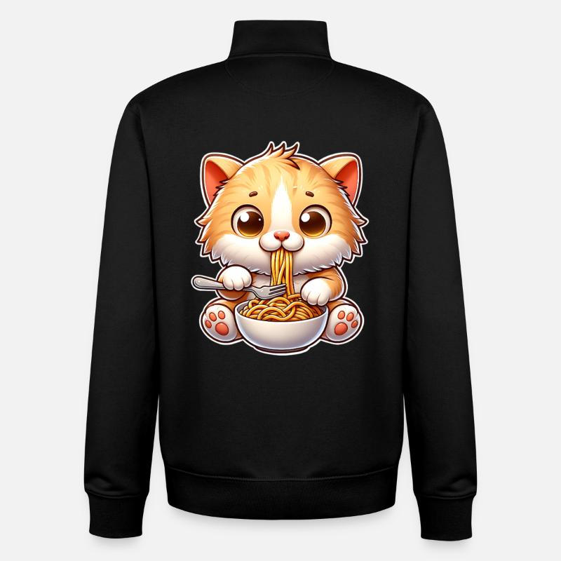 Pâtes spaghettis chaton - Sweat zippé unisexe en coton bio Stanley/Stella - noir