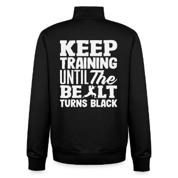 Train until the belt turns black Karate - Unisex Organic Zip Sweatshirt by Stanley/Stella - black - Back - AI Model Male 185 light (185cm)