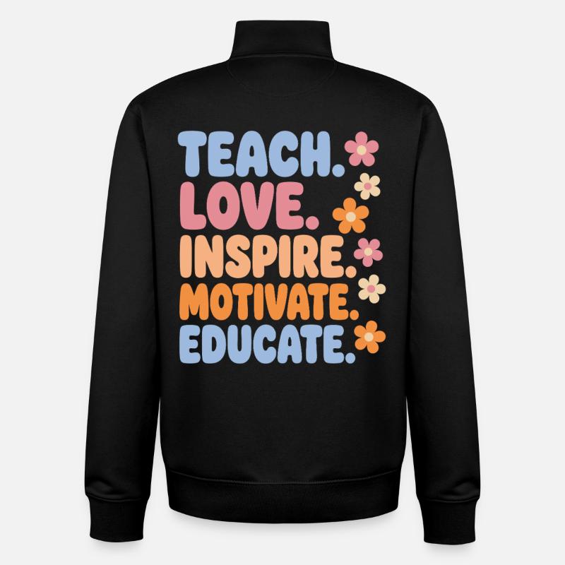 Enseignant Enseigne Aime Inspire Chemise - Sweat zippé unisexe en coton bio Stanley/Stella - noir