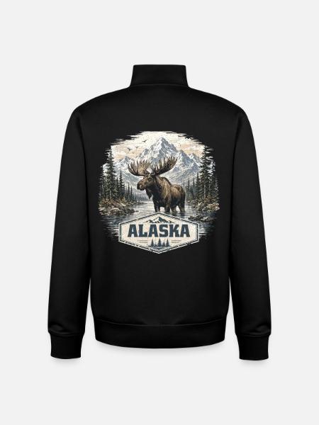 L’orignal d’Alaska Adore l’Alaska - Sweat zippé unisexe en coton bio Stanley/Stella - noir
