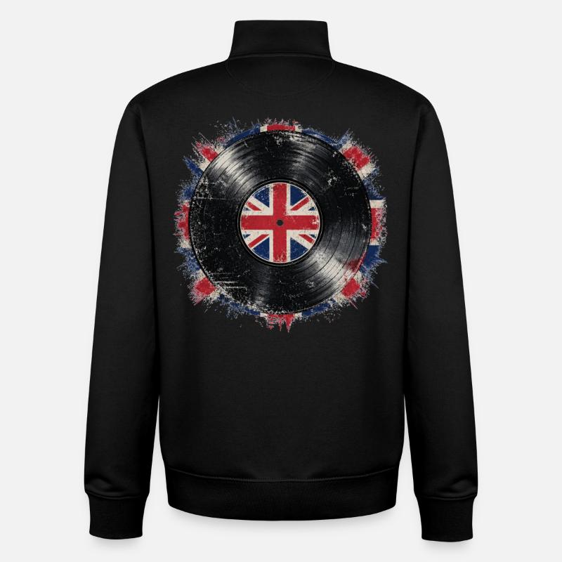 British Vinyl Flag - Unisex Organic Zip Sweatshirt von Stanley/Stella - Schwarz
