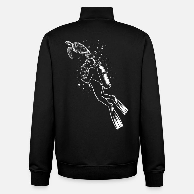 Diver Turtle Scuba Diving Shirt - Unisex Organic Zip Sweatshirt by Stanley/Stella - black