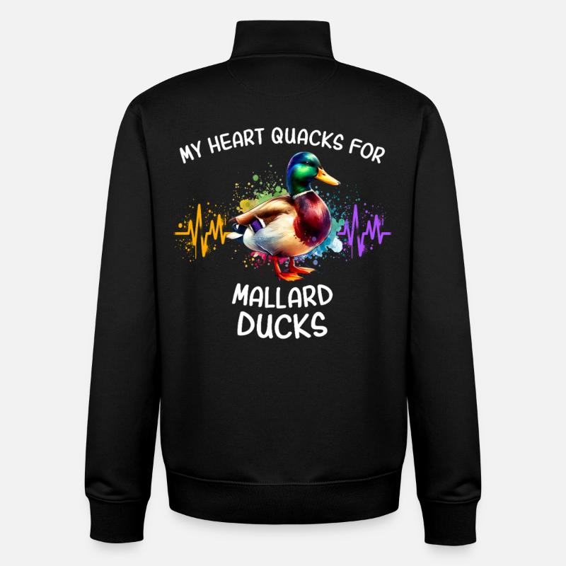 Mallard Heart Line - Unisex Organic Zip Sweatshirt by Stanley/Stella - black