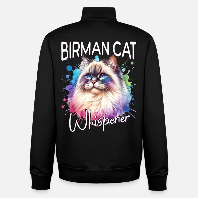 Le Murmureur de chats Birman - Sweat zippé unisexe en coton bio Stanley/Stella - noir