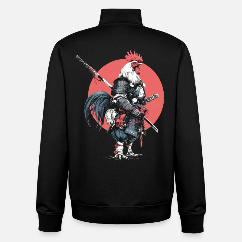 Samouraï Coq en armure - Sweat zippé unisexe en coton bio Stanley/Stella - noir
