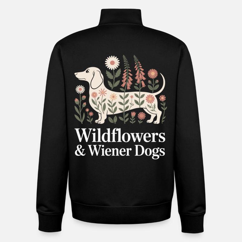 Fleurs de teckel - Sweat zippé unisexe en coton bio Stanley/Stella - noir