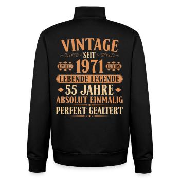 1971 Jahrgang Geburtstag 55 Jahre - Unisex Organic Zip Sweatshirt von Stanley/Stella - Schwarz - Hinten - AI Model Male 185 light (185cm)