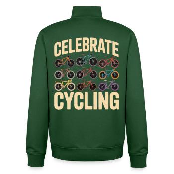 Celebrate Cycling Fahrradfahrer Retro - Unisex Organic Zip Sweatshirt von Stanley/Stella - Flaschengrün - Hinten - AI Model Male 185 dark (185cm)