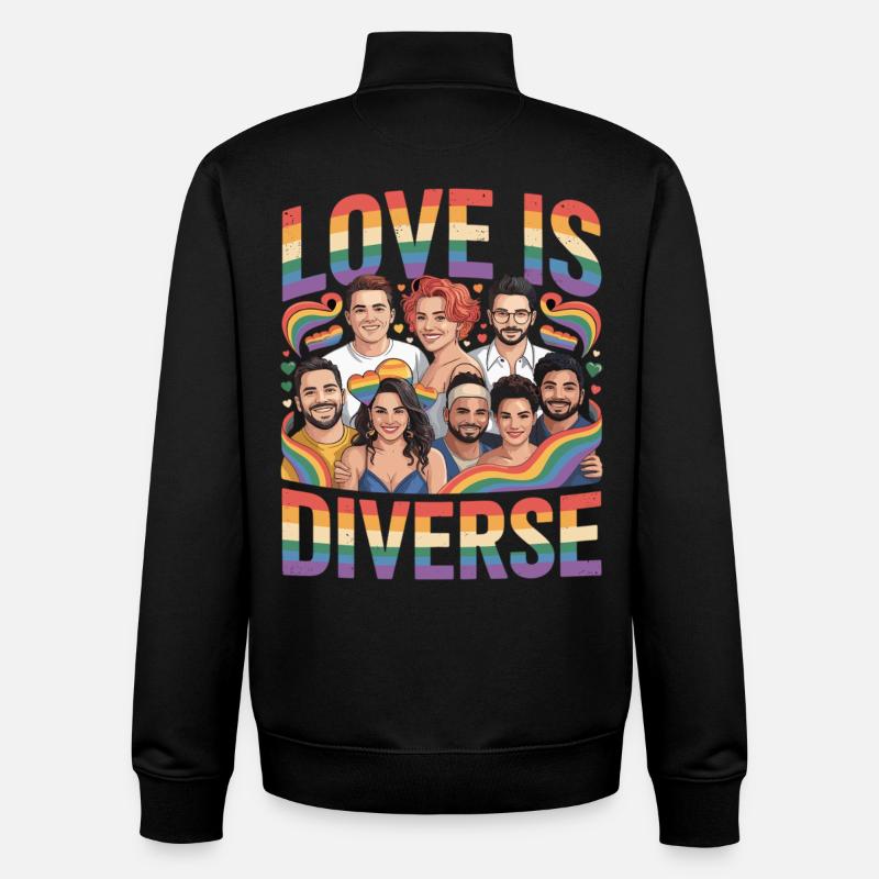 Love Is Diverse Pride Rainbow - Unisex Organic Zip Sweatshirt by Stanley/Stella - black