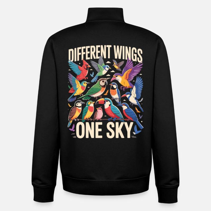 Different Wings One Sky Vogel - Unisex Organic Zip Sweatshirt von Stanley/Stella - Schwarz