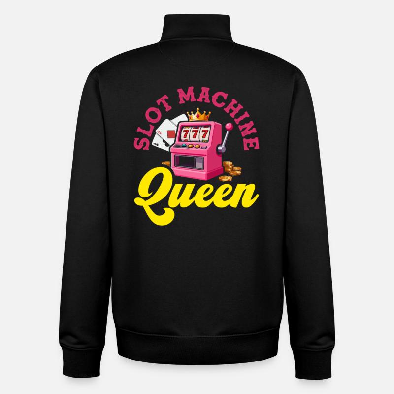 Pink Slots Queen Casino Jackpot - Unisex Organic Zip Sweatshirt by Stanley/Stella - black