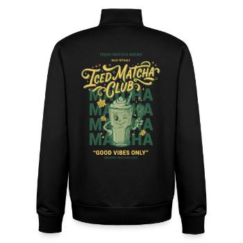 Iced Matcha Club Only Matcha Lover - Unisex Organic Zip Sweatshirt von Stanley/Stella - Schwarz - Hinten - AI Model Male 185 light (185cm)