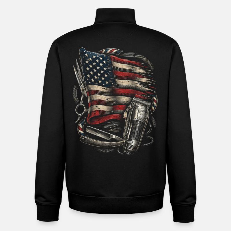 Barber Barbier - Sweat zippé unisexe en coton bio Stanley/Stella - noir