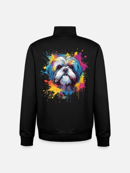 Shih Tzu Hund Bunte Spritzkunst - Unisex Organic Zip Sweatshirt von Stanley/Stella - Schwarz