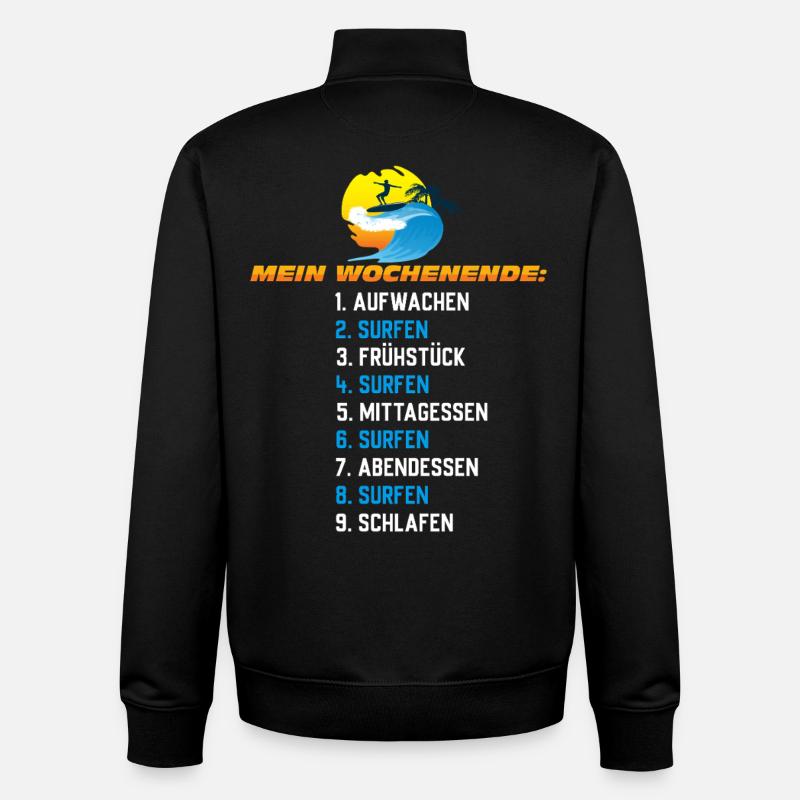 Mein Surf-Wochenende – Surf Schedule - Unisex Organic Zip Sweatshirt von Stanley/Stella - Schwarz