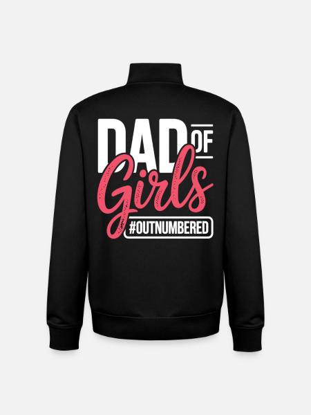 Dad Of Girls Outnumbered Dad Saying - Unisex Organic Zip Sweatshirt by Stanley/Stella - black
