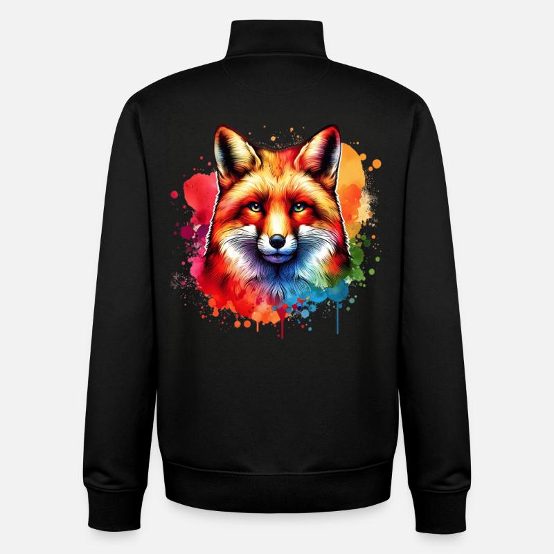 Red Fox Fox Motif - Unisex Organic Zip Sweatshirt by Stanley/Stella - black