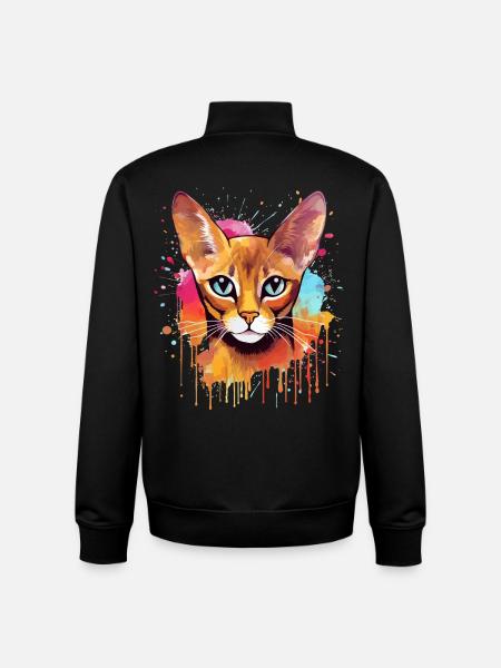Bunte Spritzkunst-Abessinerkatze - Unisex Organic Zip Sweatshirt von Stanley/Stella - Schwarz