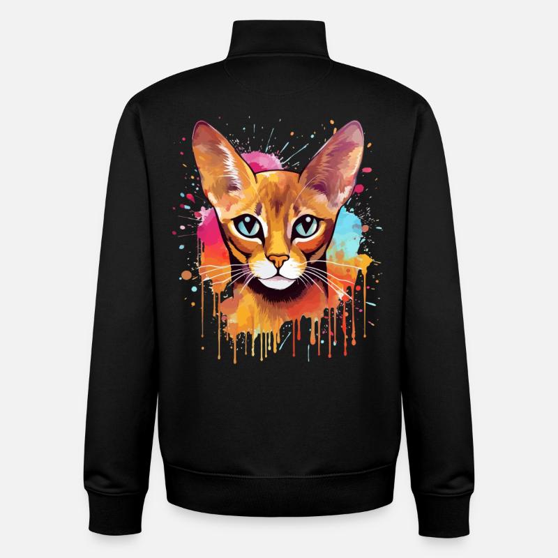 Bunte Spritzkunst-Abessinerkatze - Unisex Organic Zip Sweatshirt von Stanley/Stella - Schwarz