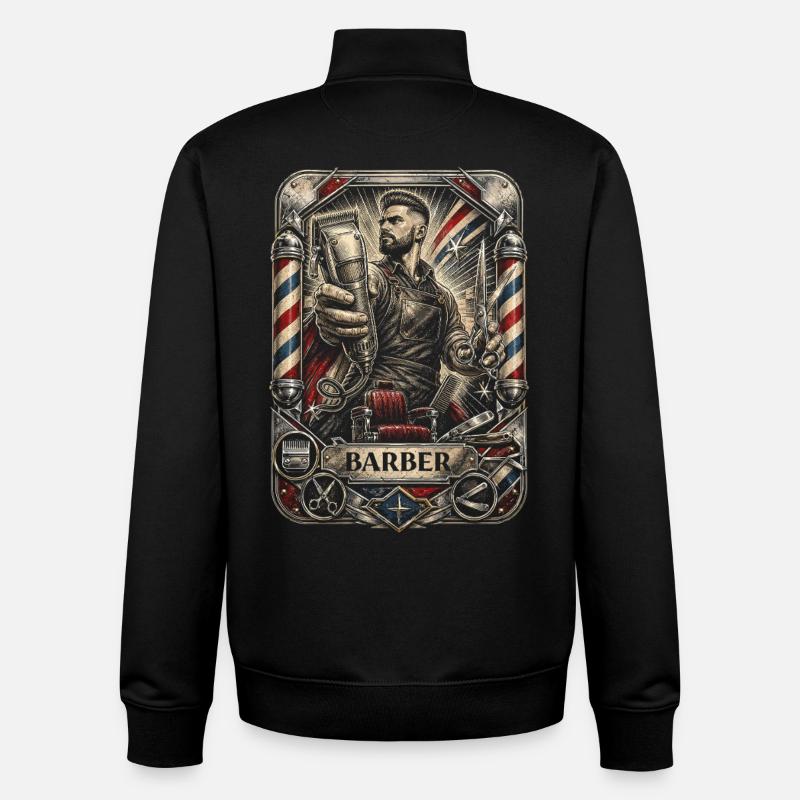 Barber Barbier - Sweat zippé unisexe en coton bio Stanley/Stella - noir