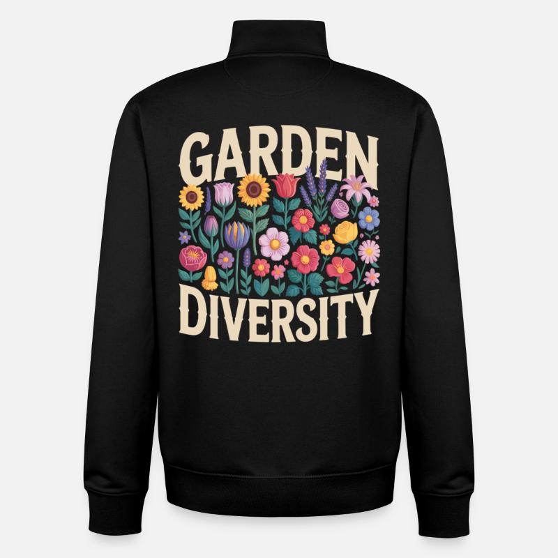 Jardin Diversité Florale - Sweat zippé unisexe en coton bio Stanley/Stella - noir