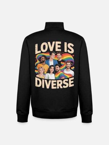 Love Is Diverse Pride Rainbow - Unisex Organic Zip Sweatshirt by Stanley/Stella - black