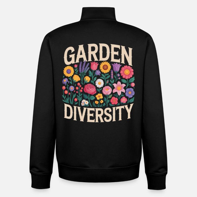 Jardin Diversité Florale - Sweat zippé unisexe en coton bio Stanley/Stella - noir