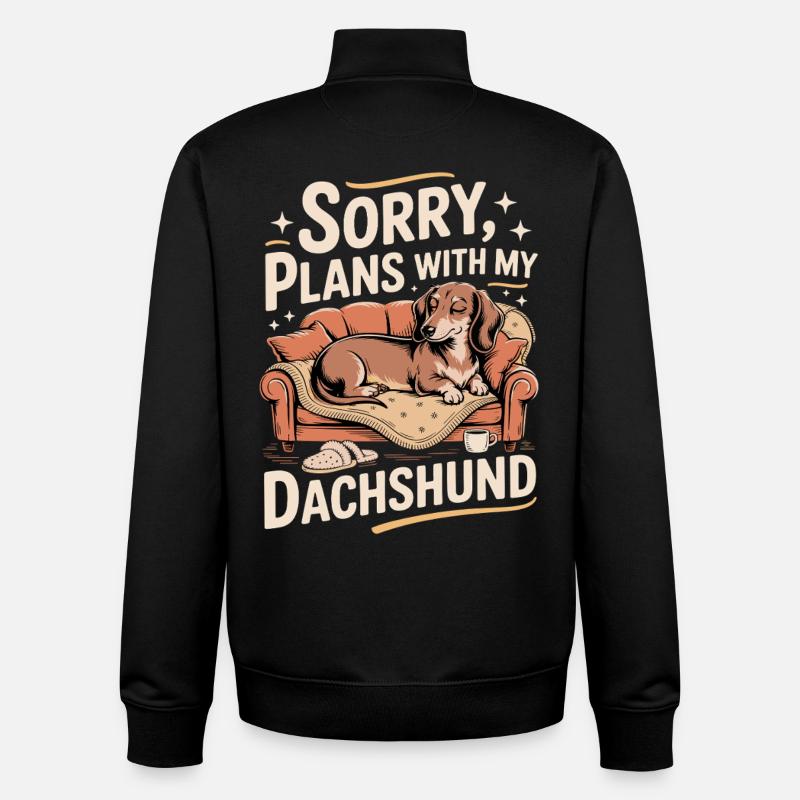 Dachshunds instead of plans - Unisex Organic Zip Sweatshirt by Stanley/Stella - black