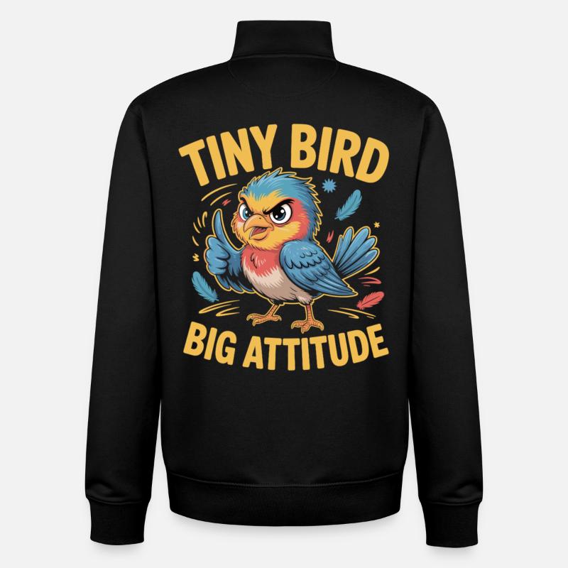 Tiny Bird Big Attitude Vogel Spruch - Unisex Organic Zip Sweatshirt von Stanley/Stella - Schwarz