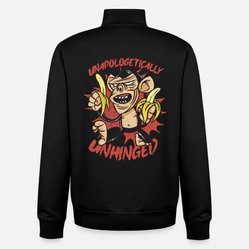 Monkey Day Day Unapologetically Unhinged - Unisex Organic Zip Sweatshirt by Stanley/Stella - black