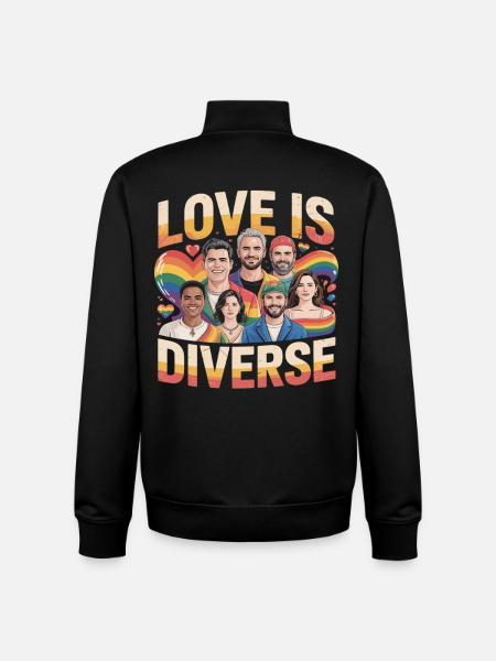 Love Is Diverse Pride Regenbogen - Unisex Organic Zip Sweatshirt von Stanley/Stella - Schwarz