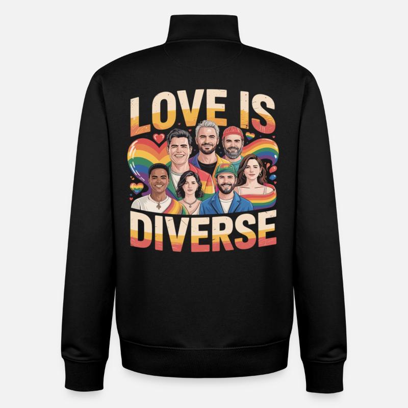 Love Is Diverse Pride Rainbow - Unisex Organic Zip Sweatshirt by Stanley/Stella - black