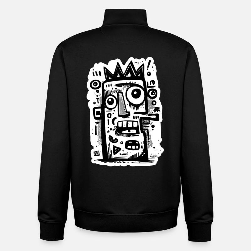 Art abstrait du visage couronné - Sweat zippé unisexe en coton bio Stanley/Stella - noir