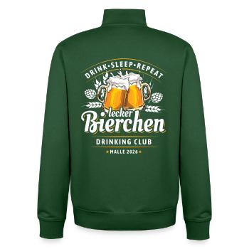 Malle 2026 - Lecker Bierchen Drinking Club - Unisex Organic Zip Sweatshirt von Stanley/Stella - Flaschengrün - Hinten - AI Model Male 185 dark (185cm)