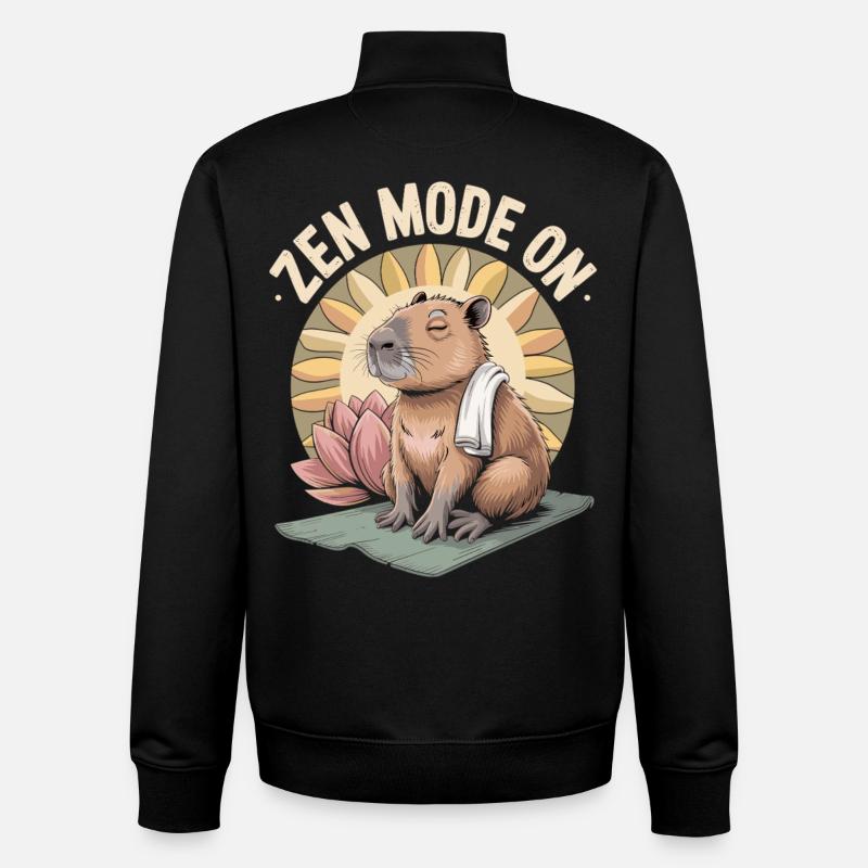 Capybara T-Shirt Zen Mode On - Unisex Organic Zip Sweatshirt by Stanley/Stella - black