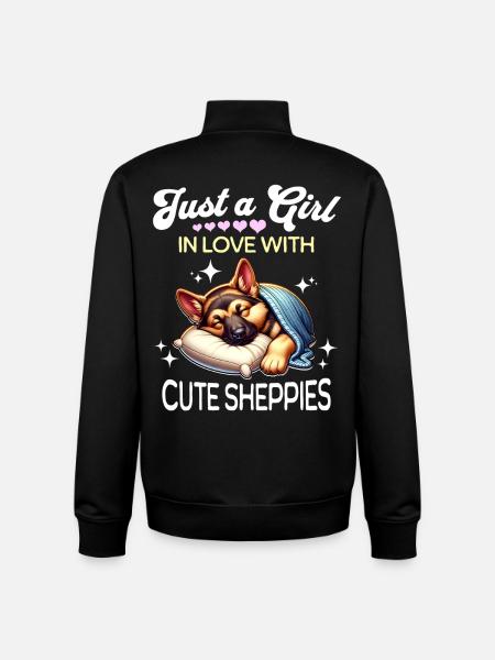 German Shepherd Girl - Unisex Organic Zip Sweatshirt by Stanley/Stella - black