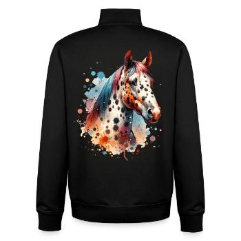 Cheval à motif Appaloosa - Sweat zippé unisexe en coton bio Stanley/Stella - noir - Dos - AI Model Male 185 light (185cm)