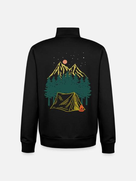 Starry Night Mountain Camping Adventure - Unisex Organic Zip Sweatshirt by Stanley/Stella - black