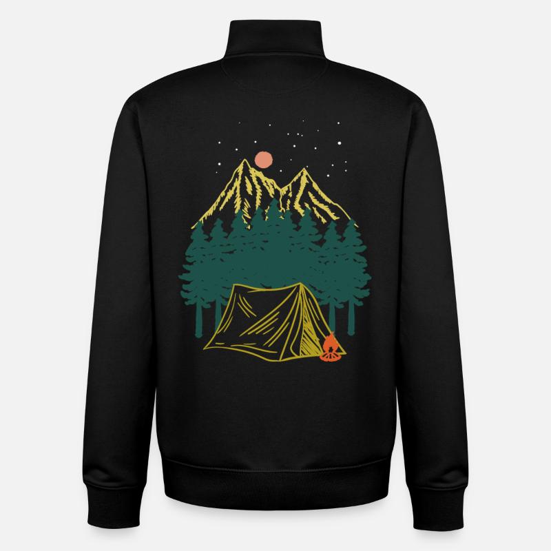 Starry Night Mountain Camping Adventure - Unisex Organic Zip Sweatshirt by Stanley/Stella - black