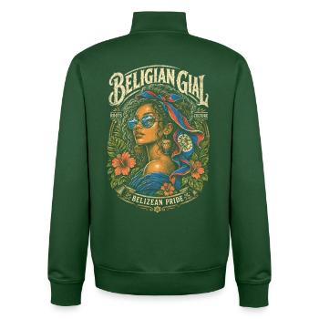 Gial beligien à racine bélizienne du Belize - Sweat zippé unisexe en coton bio Stanley/Stella - vert bouteille - Dos - AI Model Male 185 dark (185cm)