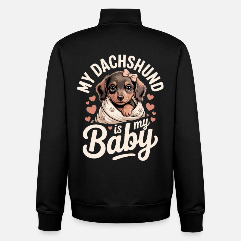 Dachshund Baby - Unisex Organic Zip Sweatshirt by Stanley/Stella - black