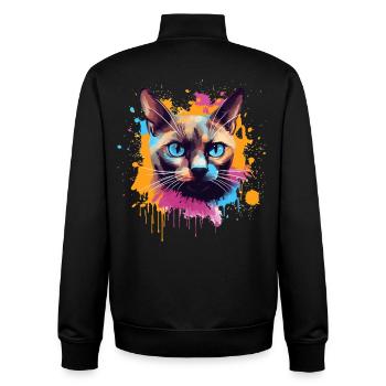 Bunte Splash-Kunst Burmesisches Katzengesicht - Unisex Organic Zip Sweatshirt von Stanley/Stella - Schwarz - Hinten - AI Model Male 185 light (185cm)