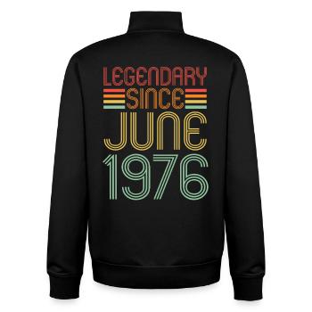 Legendary since June 1976, birthday - Unisex Organic Zip Sweatshirt by Stanley/Stella - black - Back - AI Model Male 185 light (185cm)