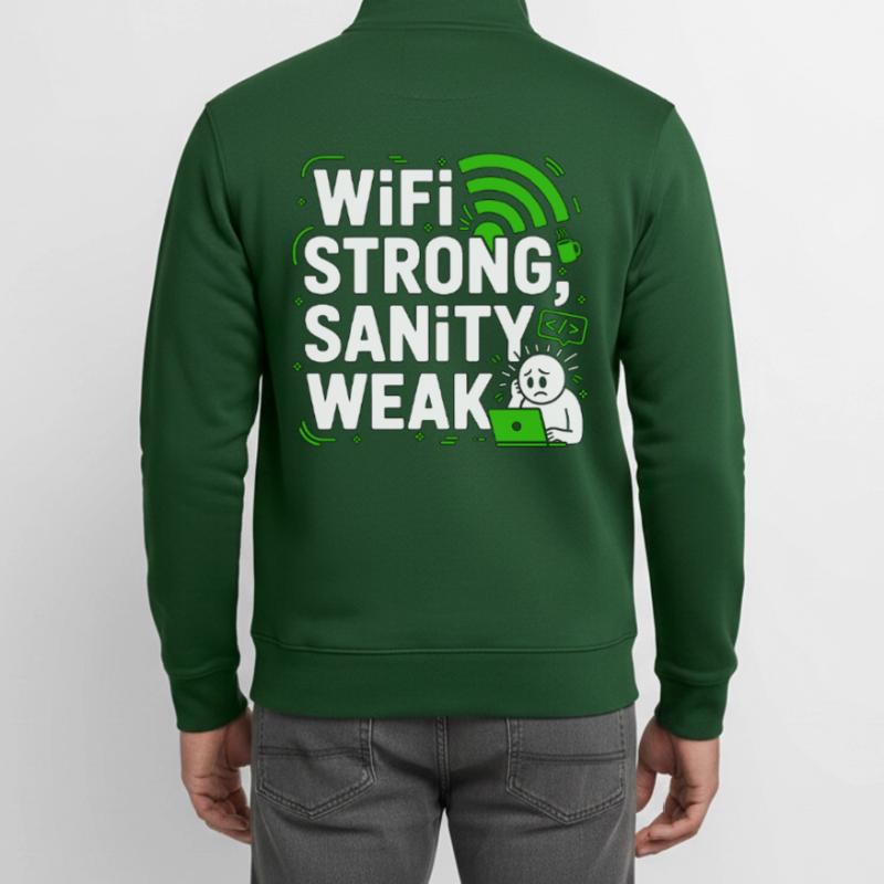 Remote Developer WiFi Strong Software Engineering Unisex Organic Zip Sweatshirt by Stanley/Stella