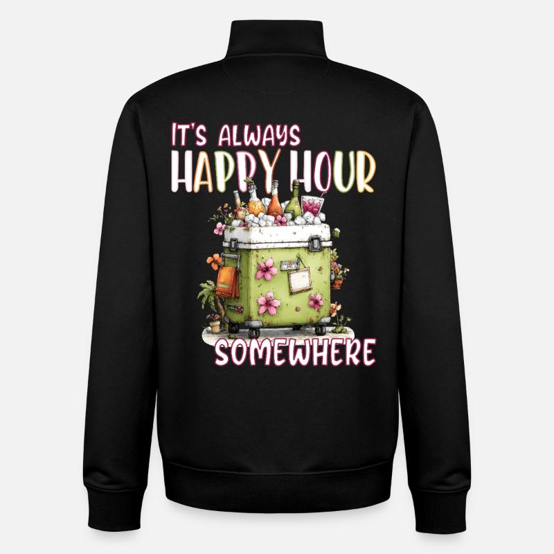 Happy Hour Somewhere - Unisex Organic Zip Sweatshirt by Stanley/Stella - black