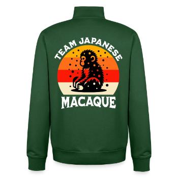 Équipe macaque japonais - Sweat zippé unisexe en coton bio Stanley/Stella - vert bouteille - Dos - AI Model Male 185 dark (185cm)