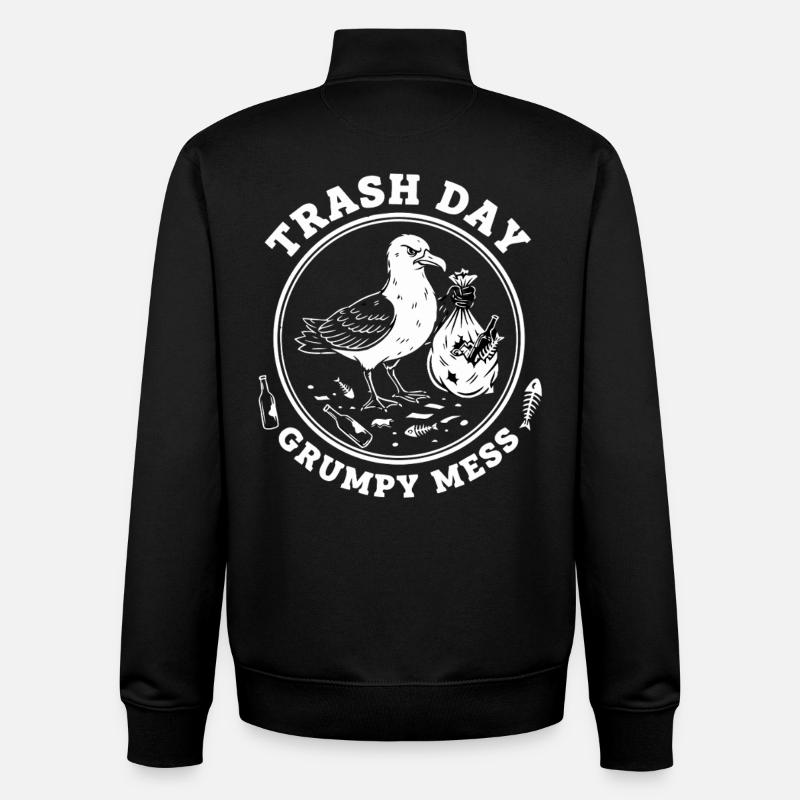 Möwe Trash Day Müll - Unisex Organic Zip Sweatshirt von Stanley/Stella - Schwarz