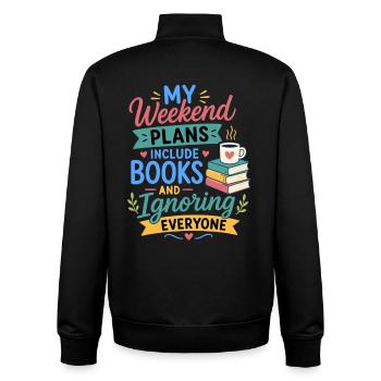 Lire des romans Fan de Lecture Conception - Sweat zippé unisexe en coton bio Stanley/Stella - noir - Dos - AI Model Male 185 light (185cm)